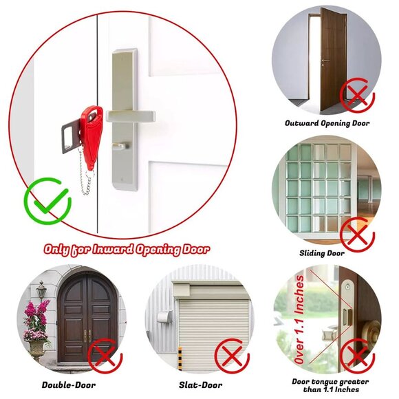 NEW!! Portable Door Lock - Travel, Door Lock Self-Defense Security Device Safety - Picture 8 of 8